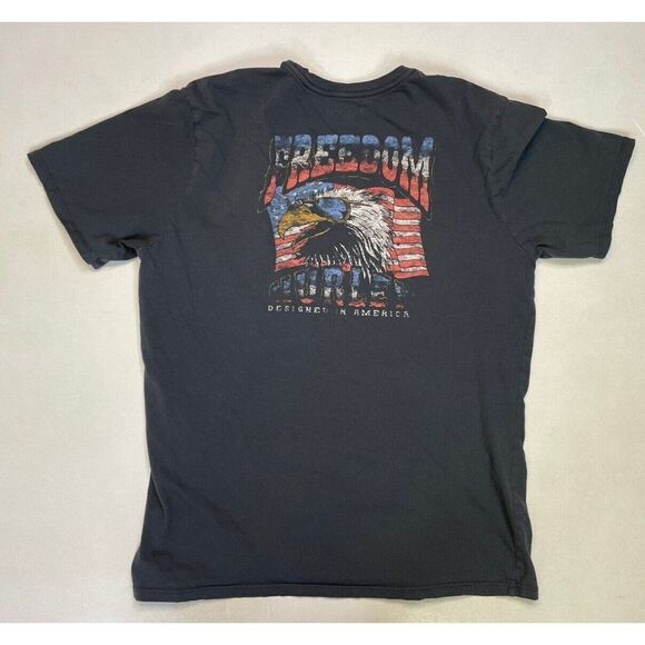 Hurley Freedom Eagle Retro Graphic T-shirt Men Medium Gray Short Sleeve - Picture 1 of 6